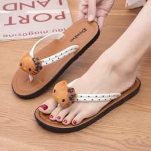 Soft Plush Kitten Face Flip Flops Leopard Bow Cross Strap Breathable Summer Beach Sandals For Women