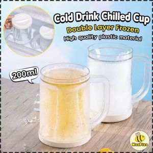 MaxPlus【Ready in Stock】 Kitchen Creativity Double Layer Freezing Beer Mug Double Layer Cold Drink Chilled Cup 200ml