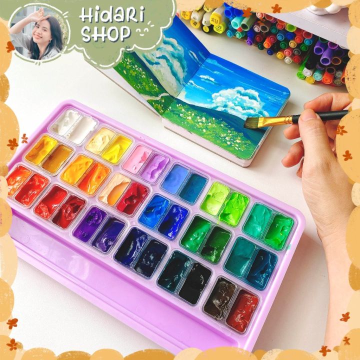 Màu Gouache HiMi Dạng Thạch Bộ 18/24 màu - Hidari