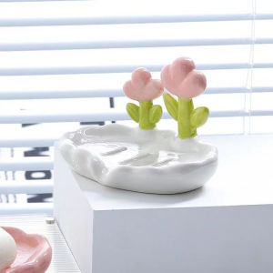 songduanshi Creative Floral Soap Box Draining Non-slip Soap Dish Bathroom Accessories Sea White Soap Holder For Home Bath