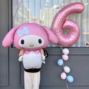 Sanrio Balloon Kuromi My Melody Cartoon Balloon Cute Cinnamoroll Dog Foil Balloons Theme Birthday Party Decoration Kids Happy Birthday Party Supplies