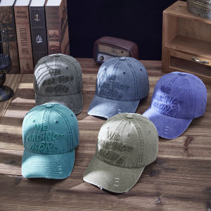 English alphabet embroidered cap Korean version trendy brand fashionable versatile retro washed sunscreen soft top baseball cap for men and women