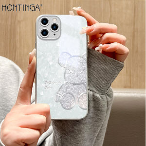 Hontinga Tempered Glass Casing Cases For iPhone 16 15 Pro Max 14 13 12 11 Pro Max Plus Mini 5G Case Cartoon Anime Bear Phone Case Back Cover Casing Hard Case