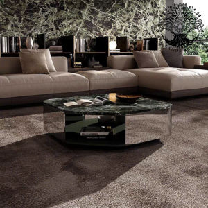 Bàn trà sofa bàn phòng khách bàn cafe nhập khẩu cao cấp Minotti Diagramma vuông Inox đá cẩm thạch