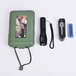 Đèn Pin Siêu Sáng XML T6 có 5 chế độ chống nước - Trọn bộ gồm 1 đèn bin mini XML siêu xa 1 pin sạc 18650 1 bộ sạc điện 1 dụng cụ xài pin tiểu 3A AAA 1 đồ bảo vệ pin 1 hộp đựng