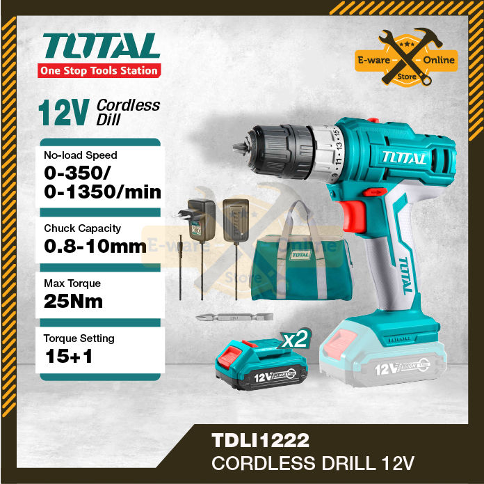 Total 12V Li ion Cordless Drill With Impact Without Impact Lazada