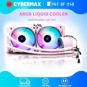 YGT Pink Liquid CPU Cooler ARGB 3Pin Heatsink Cooling Quiet All-in-one Effect For Desktop Computer