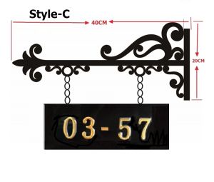 SG local seller Plug Play a SET of House Number Plaque with iron art hanger Acrylic plate & 3D digital number in golden