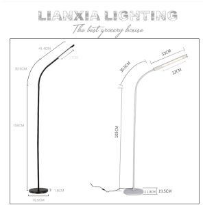 LED Modern Floor Lamps Flexible Gooseneck Standing Reading Light w/Stable Base 4 Color & 5 Brightness Dimmer Touch & Remote Control for Living Room Chair Couch Office Task (Black/White)