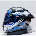 HELM MLA FULLFACE MIRIP TTC MOTIF HELM PAKET GANTENG VISOR IRIDIUM BLUE HELM MOTOR SNI ORIGINAL MLA. 