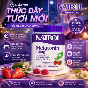 [HÀNG MỸ] Kẹo Dẻo Hỗ Trợ Giấc Ngủ Ngon Natrol Melatonin 10mg Strawberry Flavor (Hộp 90 Viên)