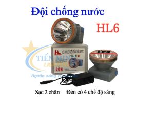 Đèn đội đầu HL6 (3 chế độ sáng) chế độ sáng: mạnh/dịu và nhấp nháy chóa đèn 8cm ánh sáng trắng/vàng