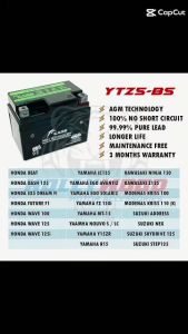 BATERI MOTOR Y16 Y15 LC135 RS150 NVX NMAX ADV VARIO LAGENDA R15 MT15 EGO EX5 WAVE DASH YTZ5S KOYOKO / KAGE / TCS SMARTMild and effective