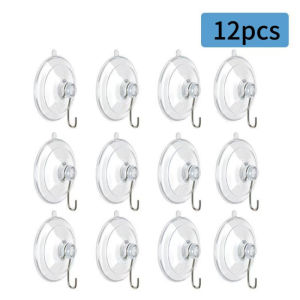 12Pcs Multi-functional Suction Cup Hooks Heavy Duty Waterproof Durable Removable Suction Cup with Metal Hooks Home Organizer