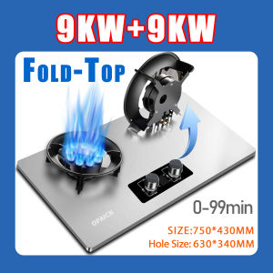 【Filp-Top Stove】JARD 9KW Timing Folding Gas Stove Stainless Steel Ten-cavity powerful 2 Stove Embedded Double Burner Liquefied Gas Cooker Kitchen Hob Table top Cooktop