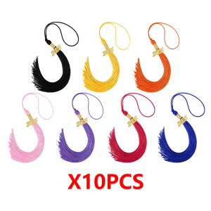 พู่ห้อยหมวกรับปริญญาทอง10แพ็คสำหรับตกแต่งหมวกและงานรับปริญญา