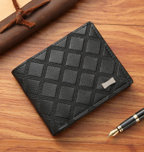 Atdiva Dompet Lipat Pria Import Motif Square Bisnis Elegant Simple