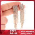 🚚【Local Express Delivery】🚚 S925 silver needle Classic Shiny Crystal Earrings Ladies Exaggerated Long Earrings Tassels Rhinestone Earrings Fashion Korean Ea. 