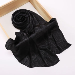 Jifang Shimmer Jacquard Leaves Smooth Satin Silk Shawl Pashmina Imitate Silk Raya Muslim Hijabs Shawls Tudung PW65