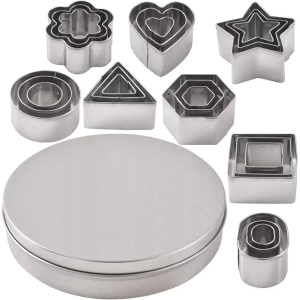 24PCS Cookie Cutter Set Stainless Steel 8 Shapes Baking Mold Kit for Biscuit Fondant Pastry