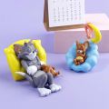 Action Figure Tom & Jerry Ornamen Boneka Kucing Dan Tikus Ukuran 3-5cm Untuk Topper Kue Interior Mobil. 