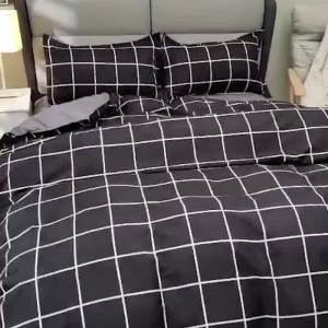 Internet Celebrity Black Striped Bedding Set Four-Piece Single Duvet Cover Bed Sheet Student Dormitory Single Three-Piece Set Simple LZD