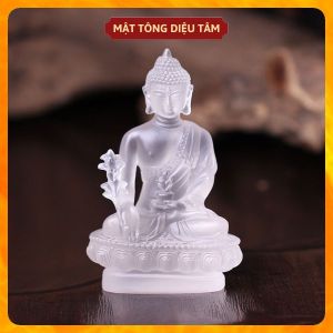 Phật Dược Sư Tượng lưu ly Màu Trắng Cao 12cm tượng mật tông đồ thờ cúng