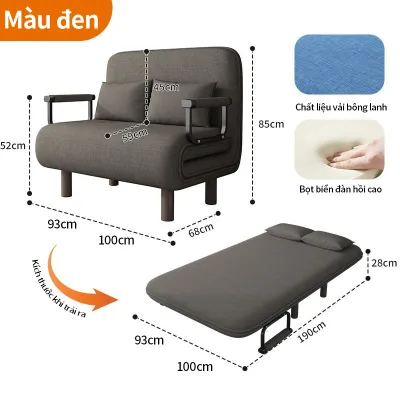 [Đa Năng Gấp Gọn] Sofa Giường Xám-Phòng Khách Phòng Ngủ Thoải Mái Ngồi Nằm Tặng Gối Tựa