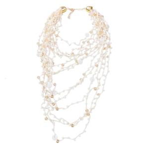 Skin Safe Alloy Beaded Necklace Handmade Trendy Minimalist Style Collarbone Chain For Daily Outfits