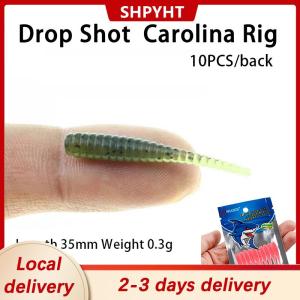 [COD] SHPYHT Local delivery Ship within 24 hours 10pcs 35mm 0.3g Lua Root Fishing Soft Bait Threaded Soft Bait Mini Soft Worm Straight Tail Lua Fake Bait