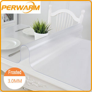 (3mm Frosted Rectangle)Thick Crystal Frosted Table Protector for Dining Room Table Plastic Protective Table Pad Kitchen Wood Grain Vinyl Tablecloth Cover