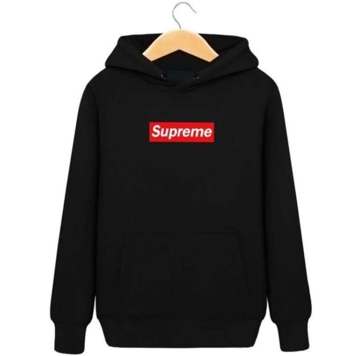 SEA7 Store Jaket Hoodie Sweater pria Supreme warna hitam