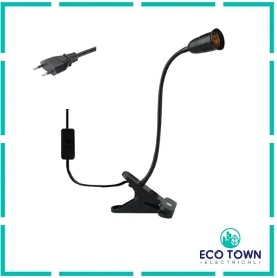 Adjustable E27 Table Lamp Holder with Clip 2 Meter Wire Length Tilt 360 Angle