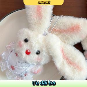 SHNGki Phim Hoạt Hình Dễ Thương Tai Dài Thỏ squeak búp bê sang trọng nhồi bông đồ chơi Keychain Mặt dây dây buộc nữ tính Keyring Túi treo đồ trang trí quà tặng