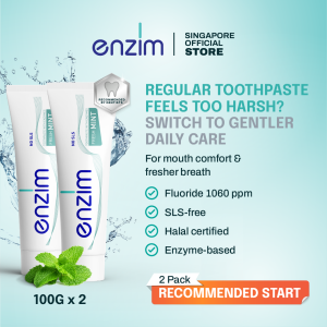 [BUNDLE OF 2] Enzim FRESH MINT Enzymatic Toothpaste Non-SLS Combats Bad Breath & Ulcers Halal 100g(2)