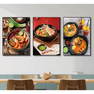 (HCM)Tranh treo tường tráng gương mì cay 6 trang trí quán ăn nhà hàng kèm đinh treo