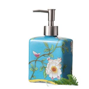 Vintage Hand Soap Dispenser Chinese Style Refillable Ceramic Soap Bottle Easy To Clean Removable Shampoo Container Home