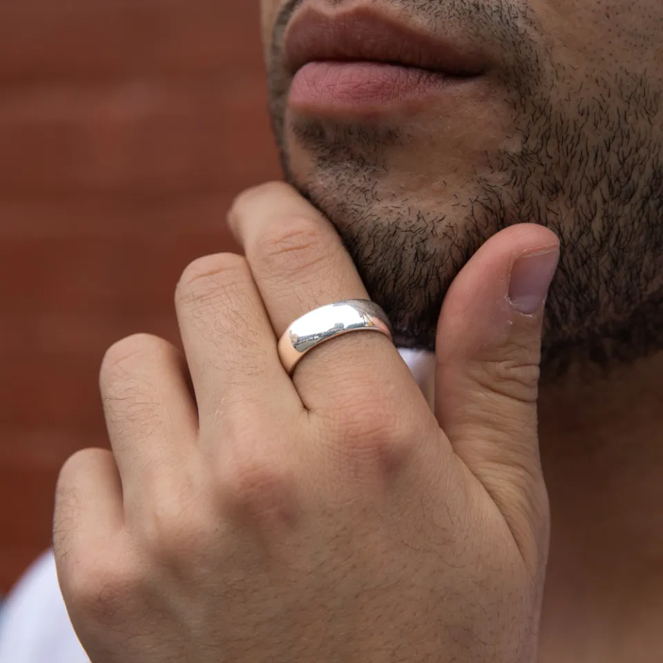 men SILVER ring plain Surgical Steel Men'S Ring Size 11 Men'S Ring
