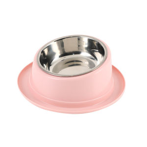 Pet Bowl Three Colors Cat Dog Anti Overturning Stainless Steel Feeding Bowl Portable Pet Water Bowl