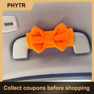 【PHYTR】 4 Piece Car Roof Handle Protective Cover Bow Cute Non Slip Sleeve for Car Interior Girls Women Vehicle Decoration