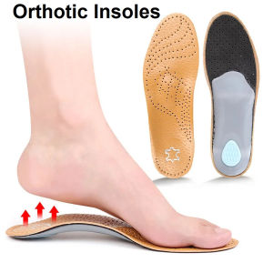 Leather Orthopedic Insole Orthotic Arch Support Instep Flat Foot Shoes Latex Antibacterial Active Carbon Pad Foot Care