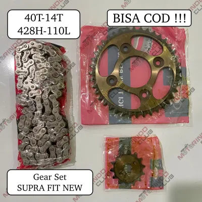 Gear Set SUPRA FIT NEW 40T / SUPRA X 125 ( 40T / 14T / 428H-110L ) - CRIKET - Gear Paket Gir Set Gir paket