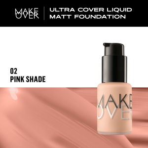 MAKE OVER Ultra Cover Liquid Matte Foundation - Foundation Cair High Coverage Wajah Flawless Finish Satin Ringan Poreless Make Up Tahan Lama Non-Comedogenic BEST SELLER
