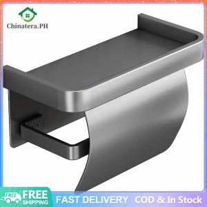 Aluminium Alloy Toilet Paper Holder with Phone Shelf Bathroom Tissue Roll Holder for Bathroom Kitchen Washroom
