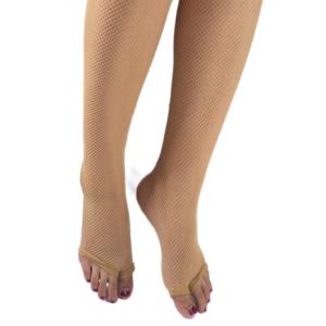 ถุงน่องตาข่ายตกปลาเปิดนิ้วเท้าสำหรับผู้หญิงชุดเต้นรำถุงน่องแบบลาตินยืดได้สีทึบถุงเท้าเลกกิ้ง