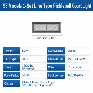2026 New LED Court Light for Pickleball Outdoor IP66 Waterproof Linear Sports Lighting High Brightne