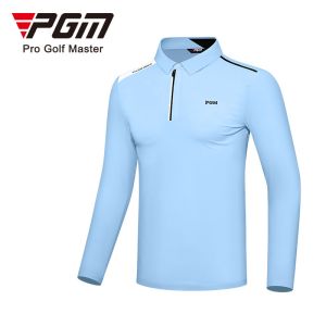 PGM Golf Apparel Fashion Lapel Zip Design Thin Long Sleeve Men Polo Shirt High Quality Soft Comfortable Tee Sportswear YF492