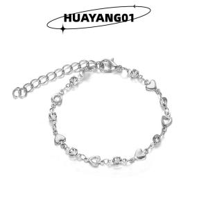 HUAYANG01 [2023 new HOT FASHION] lazlook Love Heart Bracelet For Women Korean Charm Sparkling Adjustable Elegant Chain Bracelets Accessories Jewelry