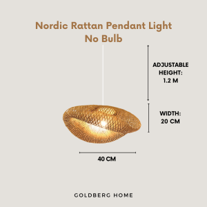 Goldberg Premium Nordic Rattan Pendant Light Wooden 12W 28CM 40CM Living Room Dining | Goldberg Home