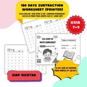 PRINTED WORKSHEET [SUBTRACTION] | For Kids Aged 7 to 9 | Hard Copy Worksheet |Mathematics Exercises
